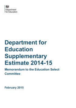 DfE supplementary Estimate Memorandum 2013-14