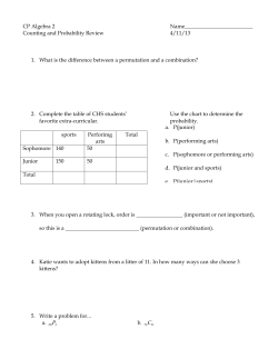 CP Algebra 2 Name_________________________ Counting and