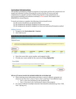 Curriculum Tab Instructions