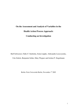 On the Assessment and Analysis of Variables in the Health Action