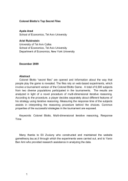 Colonel Blotto`s Top Secret Files Ayala Arad School of Economics