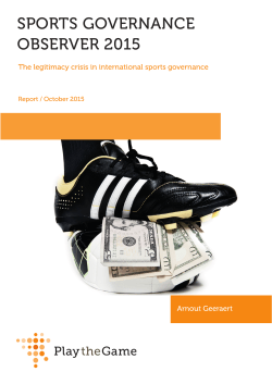 SpORtS GOveRnAnce ObSeRveR 2015