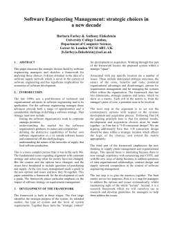 Software Engineering Management: strategic choices in a new decade