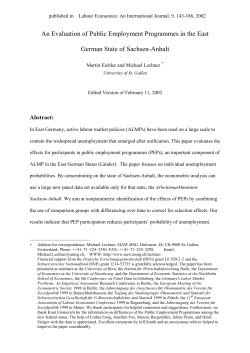 An Evaluation of Public Employment Programmes in the East