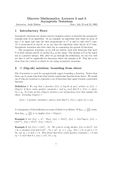 Discrete Mathematics: Lectures 2 and 3 Asymptotic Notations 1