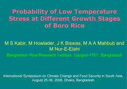 Probability of Low Temperature Stress at Different Growth Stages of