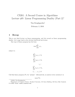 CS261: A Second Course in Algorithms Lecture #9: Linear