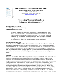 special section announcement - Journal of Marketing Theory and