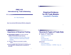 Empirical Evidence for HO Trade Models: Leontief`s Paradox