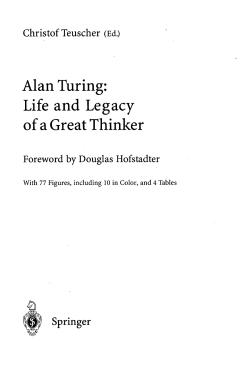 Alan Turing: Life and Legacy of a Great Thinker