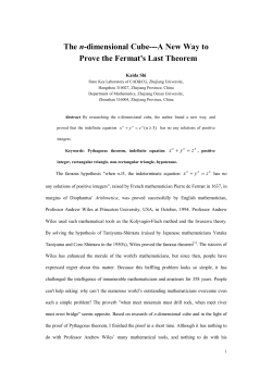The n-dimensional Cube---A New Way to Prove the Fermat`s