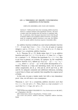 ON A THEOREM OF ERDŐS CONCERNING ADDITIVE