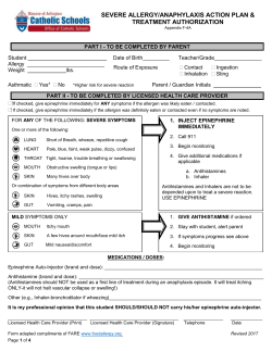 Allergy Action Plan - St. Ann Catholic School