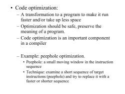 Code Optimization - FSU Computer Science