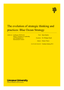 The evolution of strategic thinking and practices: Blue Ocean