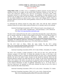 CITING ETHICAL AND LEGAL STANDARDS William F. Doverspike