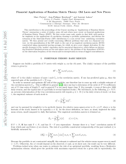 Financial Applications of Random Matrix Theory: Old Laces and