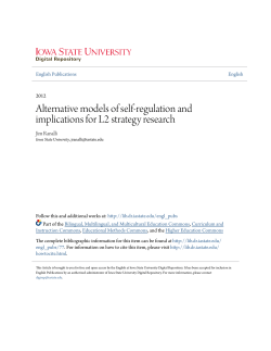 Alternative models of self-regulation and implications for L2 strategy