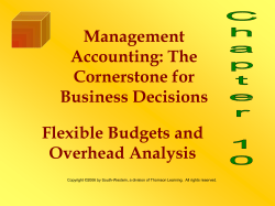 Flexible Budgets and Overhead Analysis Chapter 10