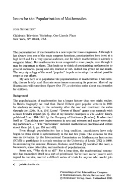 Issues for the Popularization of Mathematics