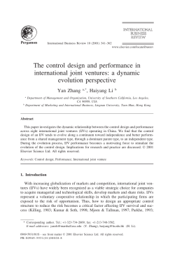 The control design and performance in international joint ventures: a