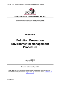 Pollution Prevention Operational Procedures