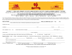 ENTRY*** THE NEW JERSEY STATE FAIR&reg;/SUSSEX COUNTY