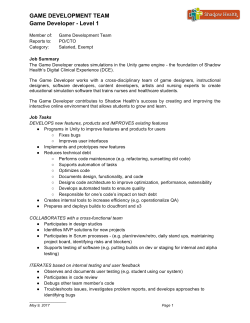 GAME DEVELOPMENT TEAM Game Developer