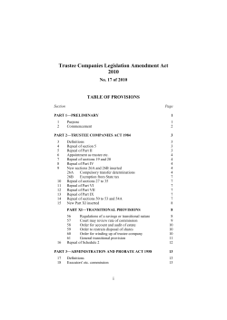 Trustee Companies Legislation Amendment Act 2010