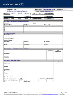8D Corrective Actions Report