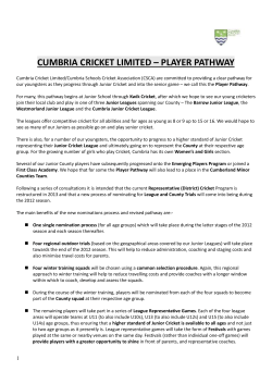 CUMBRIA CRICKET LIMITED &ndash; PLAYER PATHWAY Cumbria