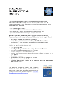EUROPEAN MATHEMATICAL SOCIETY