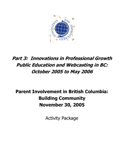 Parent Involvement Webcast Activity Package