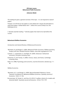 1 CES short course Behavioural Public Economics Johannes Abeler