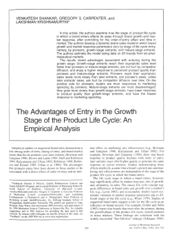 The A(dvantages of Entry in the Growth Stage of
