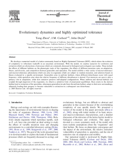 Evolutionary dynamics and highly optimized tolerance