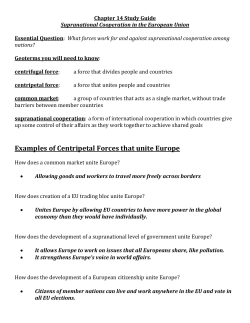 Chapter 14 Study Guide Supranational Cooperation in the