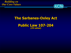 The Sarbanes-Oxley Act