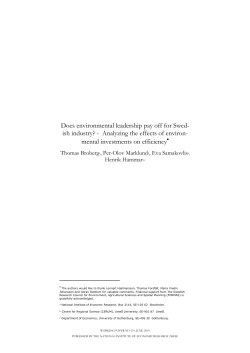 Does environmental leadership pay off for Swedish industry