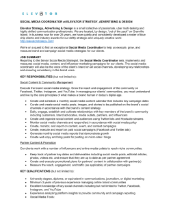 SOCIAL MEDIA COORDINATOR at ELEVATOR STRATEGY