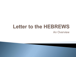 Letter to the HEBREWS - St Mark`s Gillingham