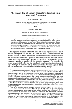 The Social Cost of Uniform Regulatory Standards in a