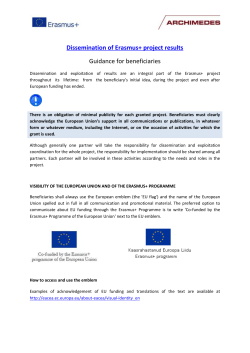 Guidance for beneficiaries Dissemination and exploitation of results