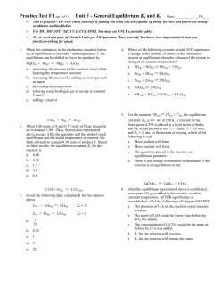 Unit F - General Equilibrium Kp and Kc
