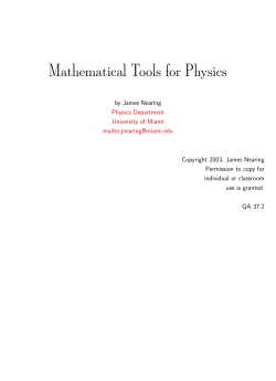 Mathematical Tools for Physics