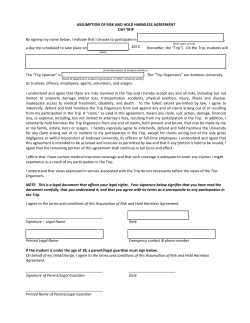 assumption of risk and hold harmless agreement