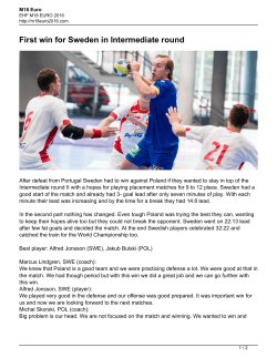 First win for Sweden in Intermediate round