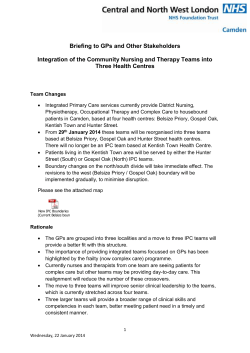briefing to GPs on integration of the community nursing and therapy