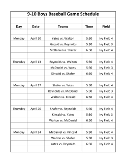 9-10 Boys Baseball Game Schedule