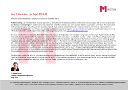 Curriculum for Depth - Mathematics Mastery